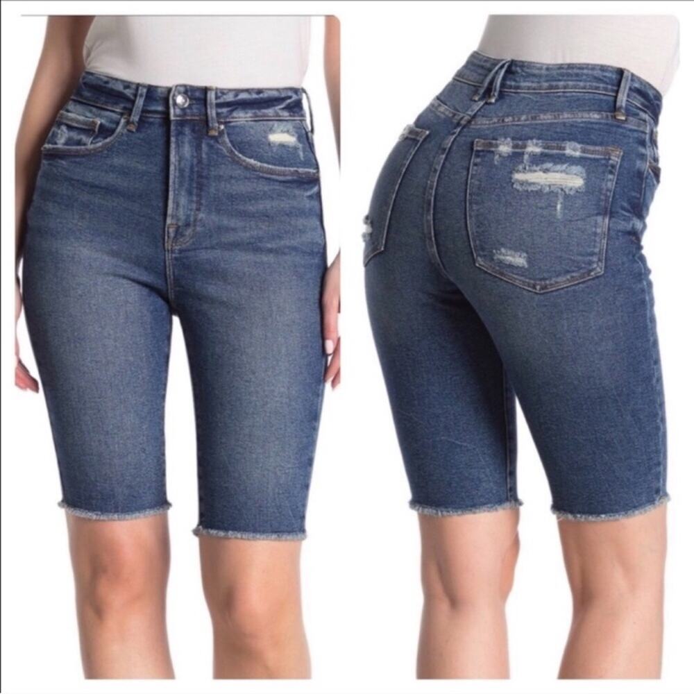 Good American Distressed Denim Shorts